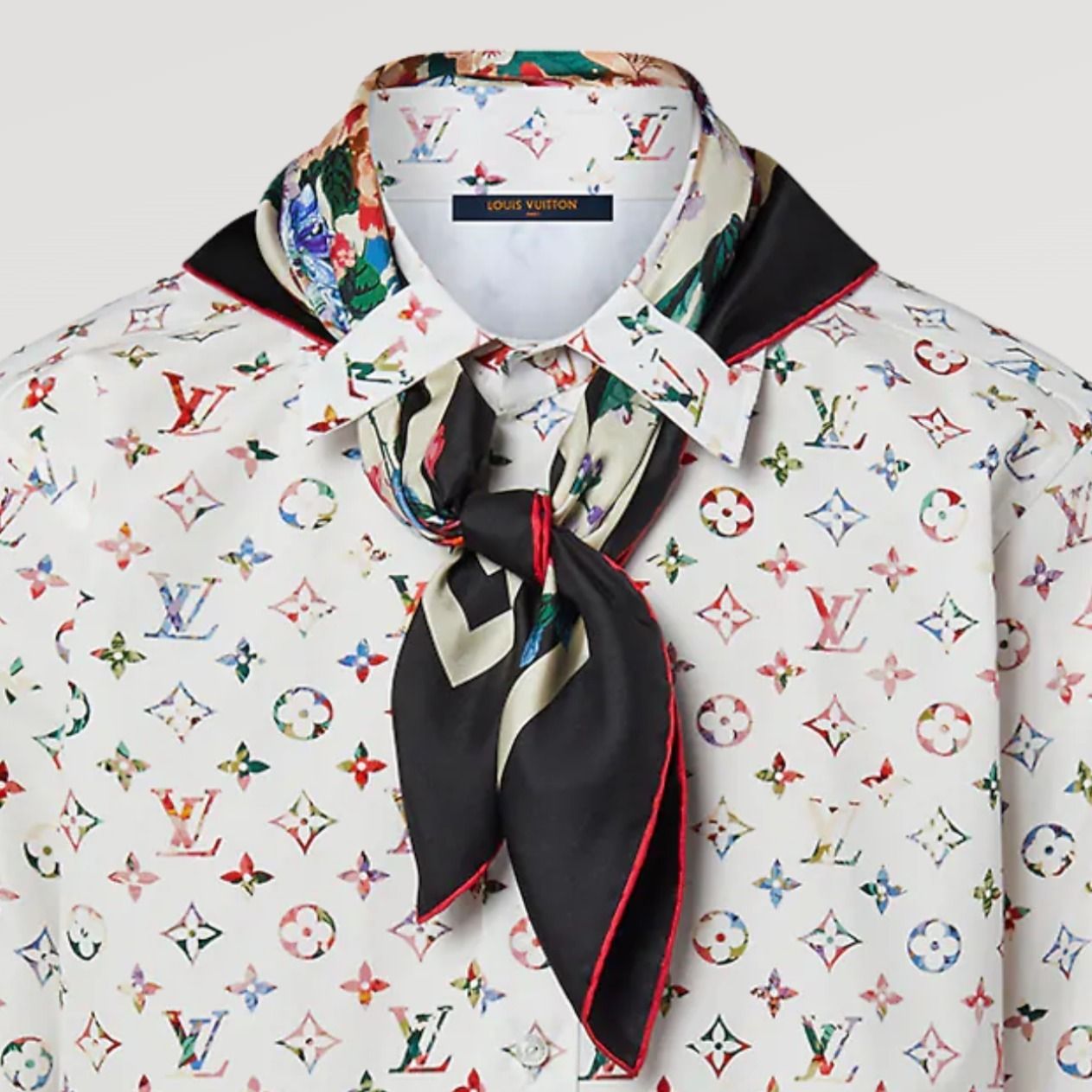 直営店☆LV☆ヴィンテージフラワー スカーフ モノグラムシャツ (Louis ...