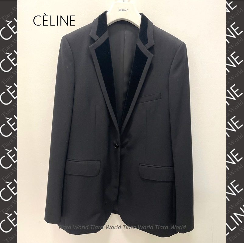 shushuclothingCELINE セリーヌ ウール セットアップ スーツ ロゴボタン 44 上品