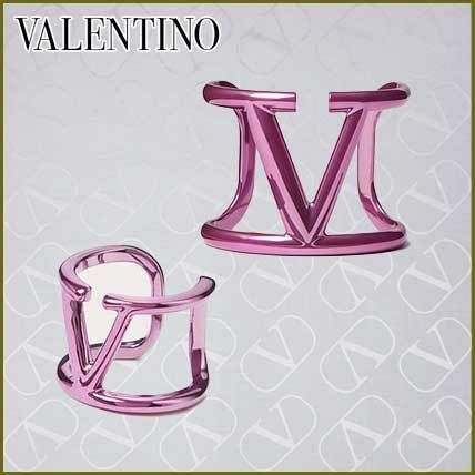 ☆新作☆VALENTINO☆Vロゴ シグネチャー メタル リング ピンクPP ...