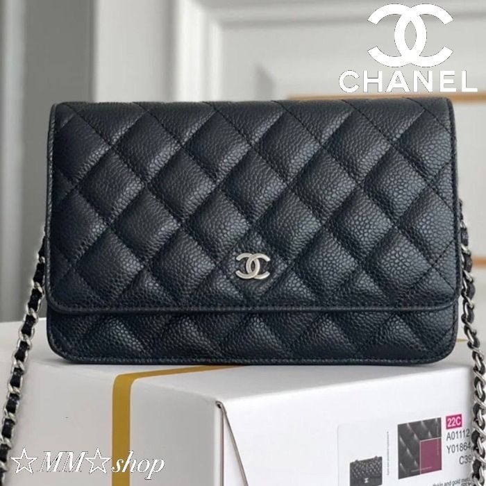 ポーチCHANEL シャネル チェーンウォレット スマホケース シルバーチェーン