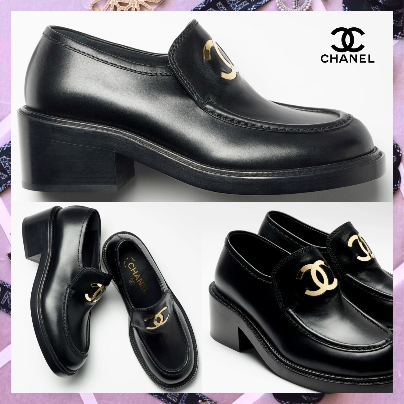 ゴージャスなロゴ♡CHANEL ローファー 22AW☆すぐ届く! 【CHANEL シャネル】 ローファー ロゴ 関税込