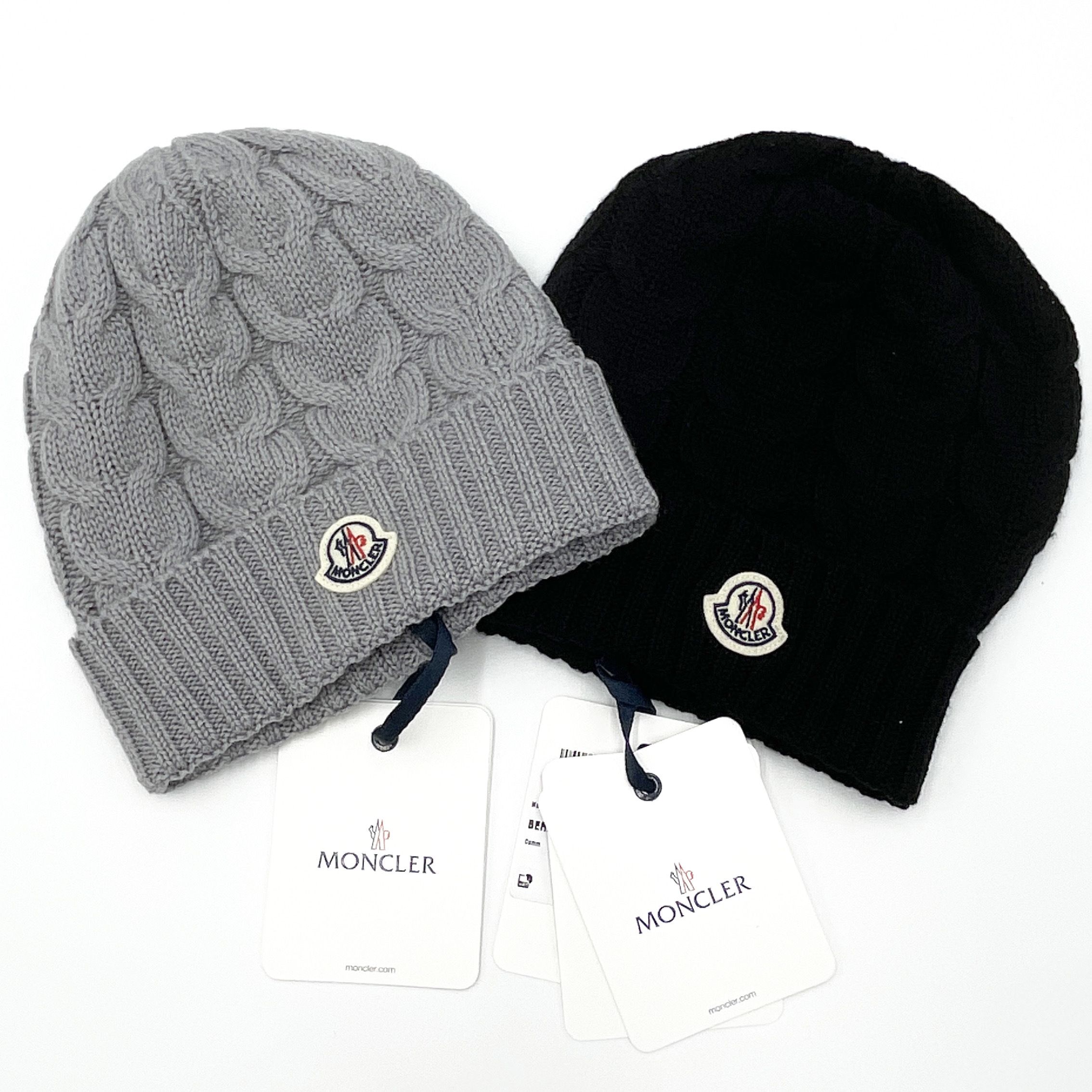 関税込 MONCLER モンクレール ウール ケーブル編み ニット帽 (MONCLER