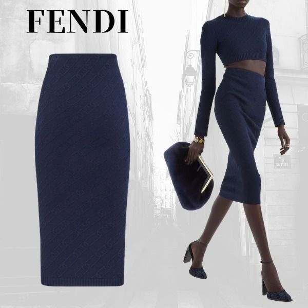 FENDI】ブルー ビスコース ミディ ペンシルスカート (FENDI/スカート ...