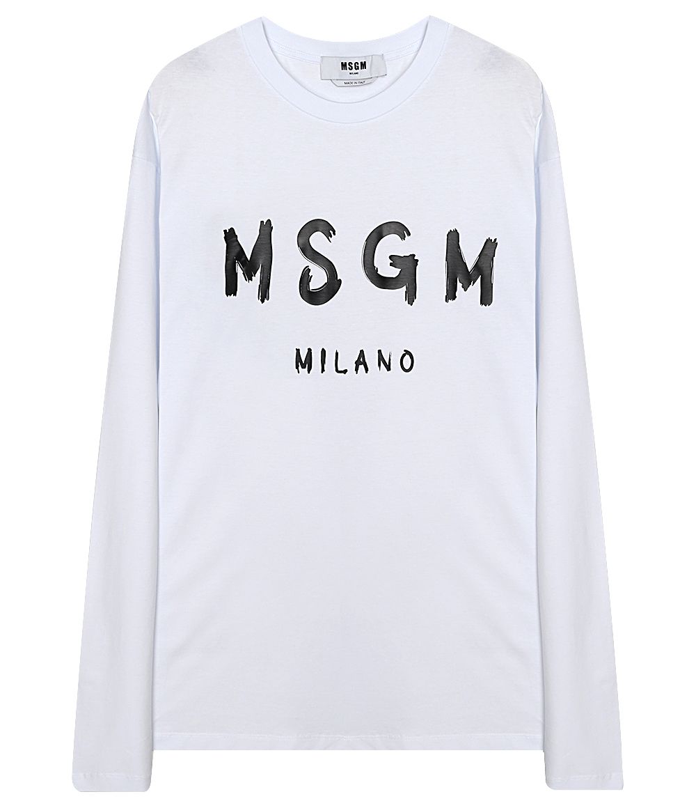 送料・関税込【MSGM】MSGM ロンT ブラッシュロゴ 長袖 Tシャツ ☆【MSGM】 ブラッシュド ロゴ 長袖 Tシャツ☆BLACK☆ (MSGM/T