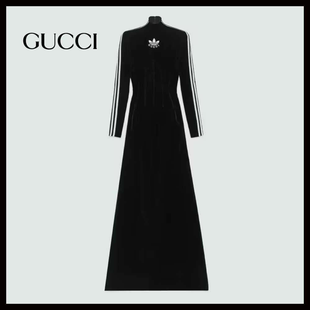 22新作 グッチ 【Adidas x Gucci 】ビスコース シルク ドレス 黒