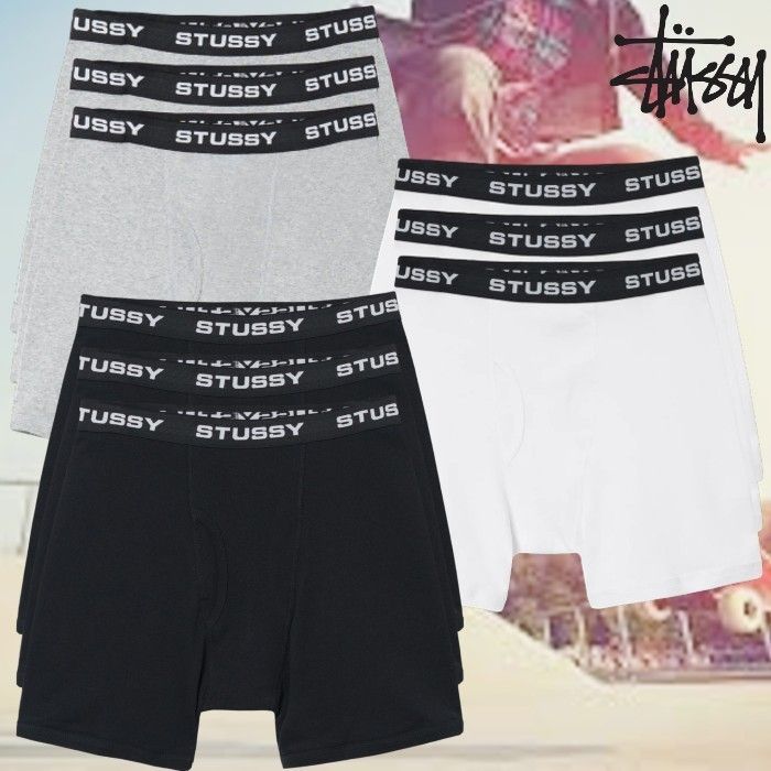 STUSSY BOXER BRIEFS 3 PACK Black