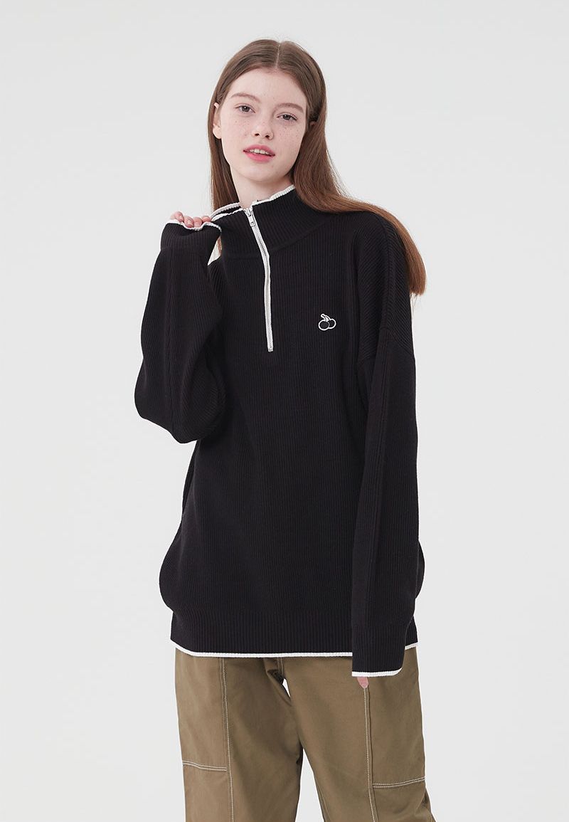 KIRSH】UNI SMALL CHERRY KNIT HALF ZIP UP〜ニット☆2022FW (KIRSH