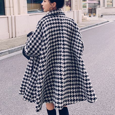 ジャケット 千鳥柄 ユニセックス バイカラー トレンド 上品 韓国
