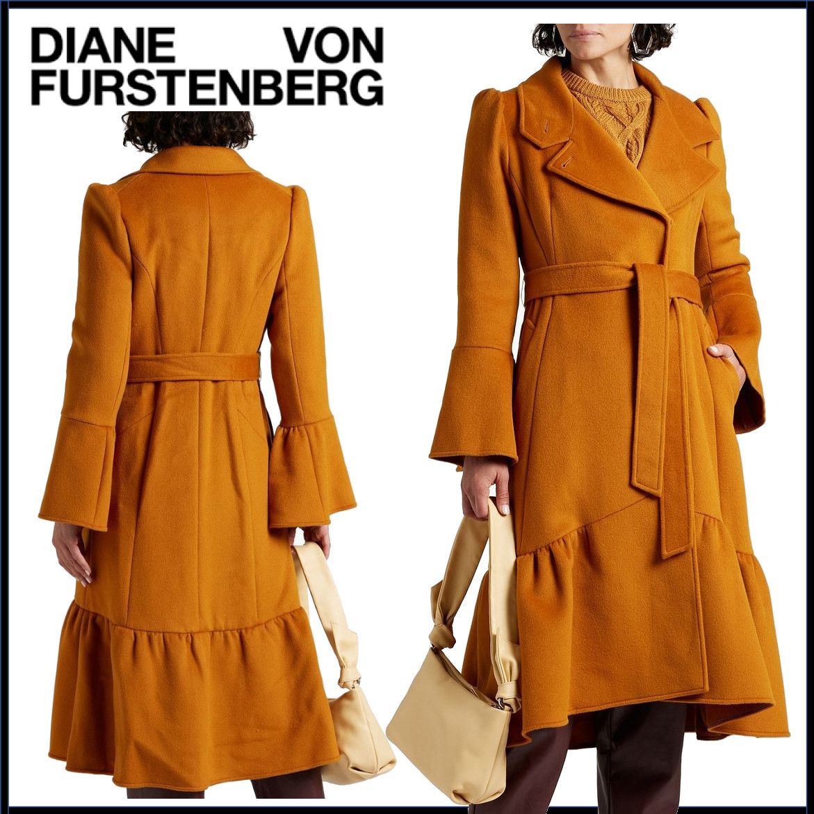 国内発送☆Diane von Furstenberg ウールフェルトコート 華やか (DIANE