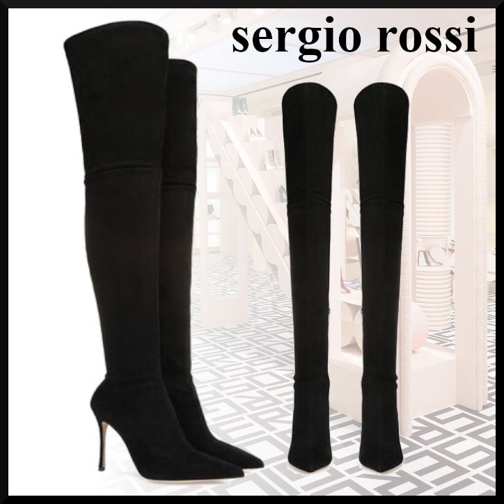 【SERGIO ROSSI】ストレッチスエード ニーハイブーツ sergio rossi ストレッチニーハイブーツ