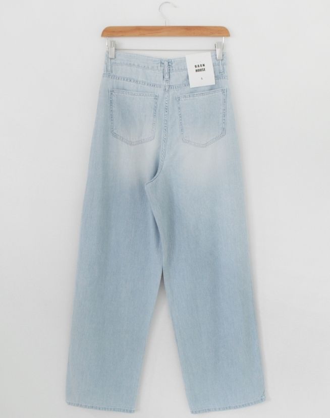 BAON】[BAON] Hemoson Summer Washed Light Blue Pants (BAON