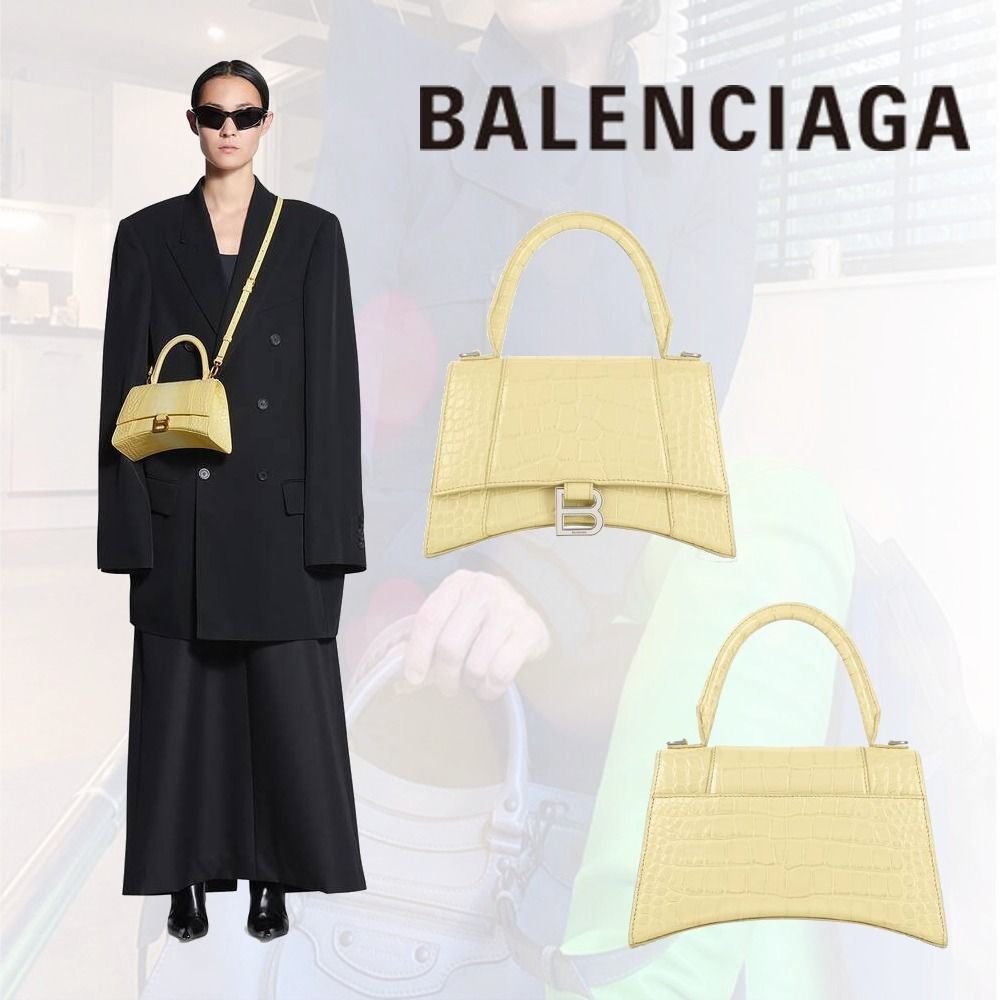 ●送料込●BALENCIAGA●Hourglass ハンドバッグ スモール ホワイト の ウィメンズ Hourglass ハンドバッグ スモール