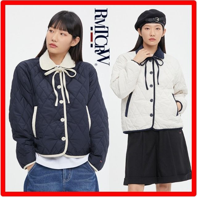 ★送料・関税込★ROMANTIC CROWN★RIBBON TIE QUILTING JACKET★ RIBBON TIE QUILTING JACKET_NAVY - ROMANTIC CROWN | 60