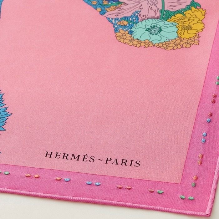 韓国 ファッション通販 希少【HERMES】ローブ レジェール刺繍 45 cm スカーフ (HERMES 小物