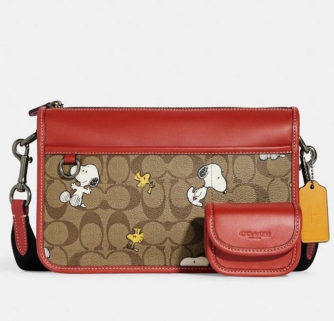 Coach スヌーピーコラボ ポーチ付 ショルダーバッグ 関税送料込 (Coach ...