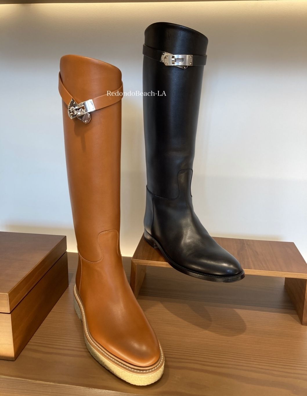 エルメス　ブーツ　ジャンピング　ロングブーツ　HERMES ケリー エルメス ジャンピング レザー ロングブーツ 38.5 レディース