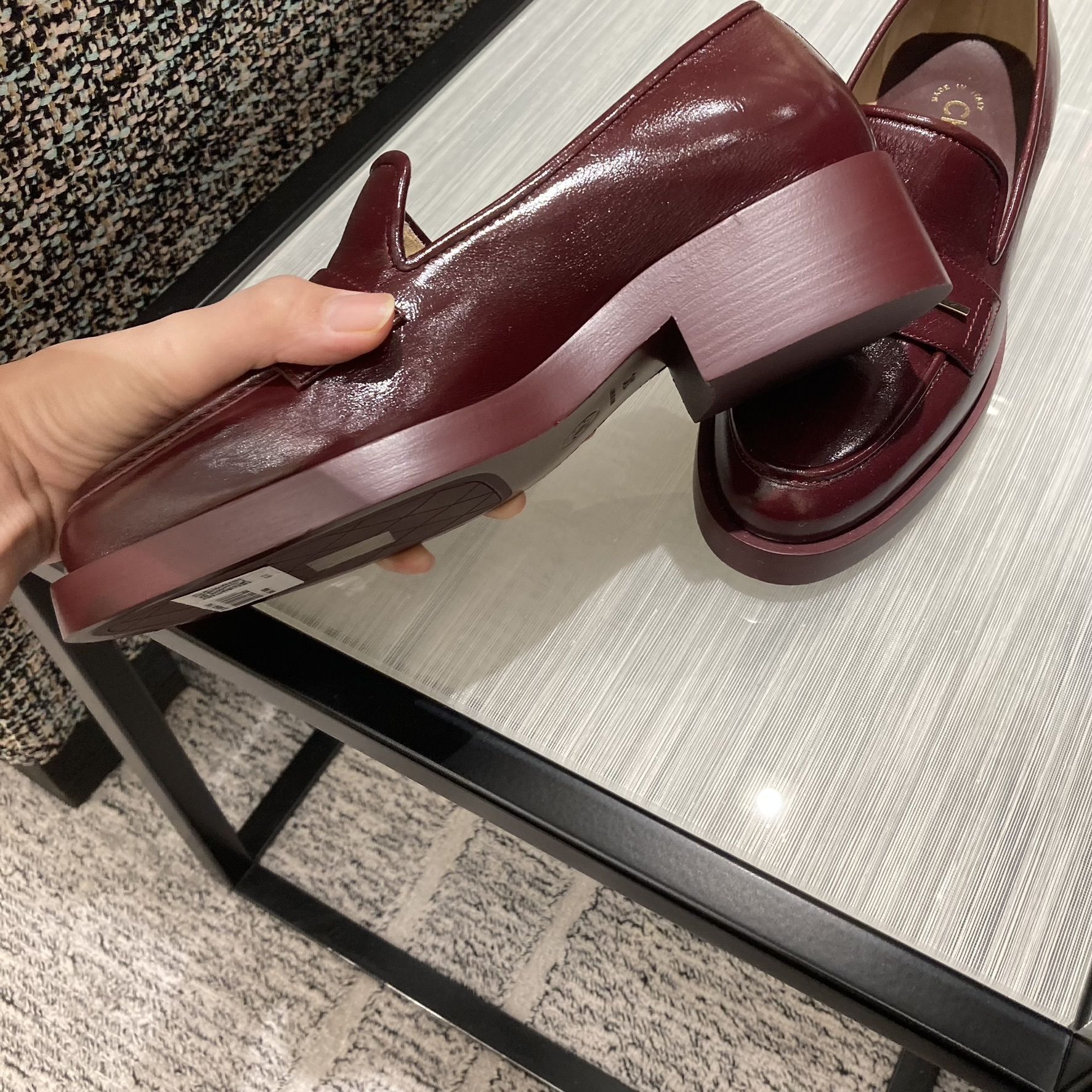 【ゴールドのロゴが上品♡茶】CHANEL*ローファー CHANEL シャネル ゴールドロゴ エナメル ブラック ローファー