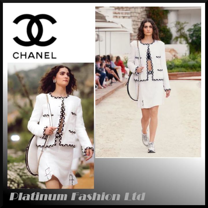 PREMIUM◇23Cruise◇新作【CHANEL】ジャケット Cotton Tweed 白