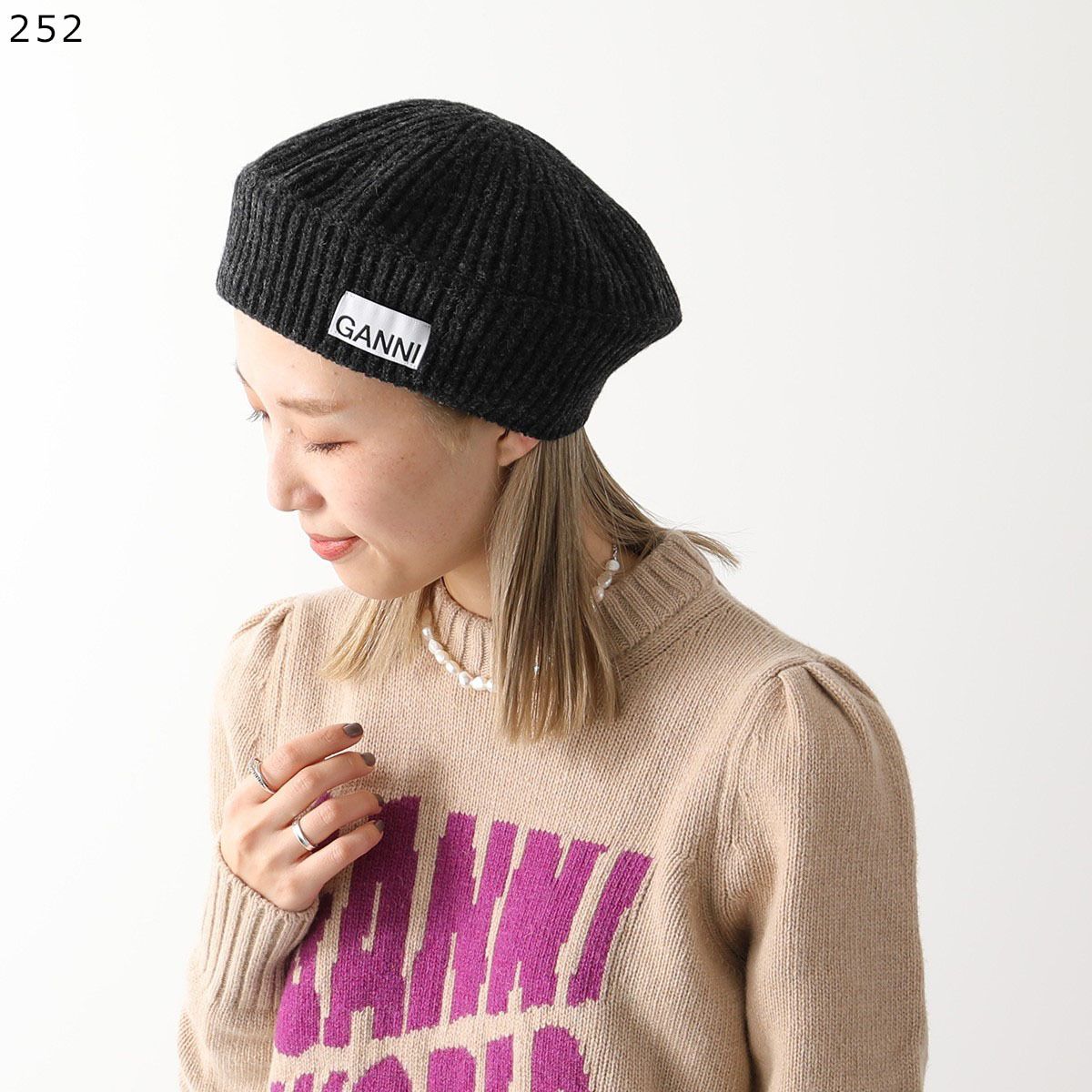 GANNI ニット帽 ブラック　A4429 5789 楽天市場】ガニー GANNI ビーニー ニット帽 ニットキャップ 帽子