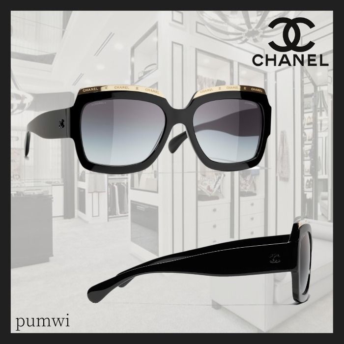 輝くゴールドがアクセントに☆CHANEL スクエア サングラス - alfej.com