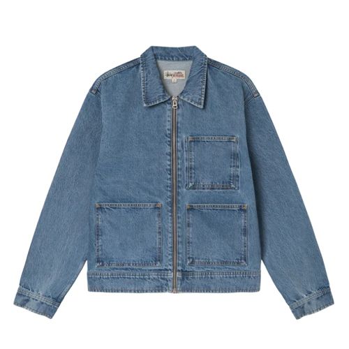 STUSSY ZIP WORK JACKET OVERDYED M