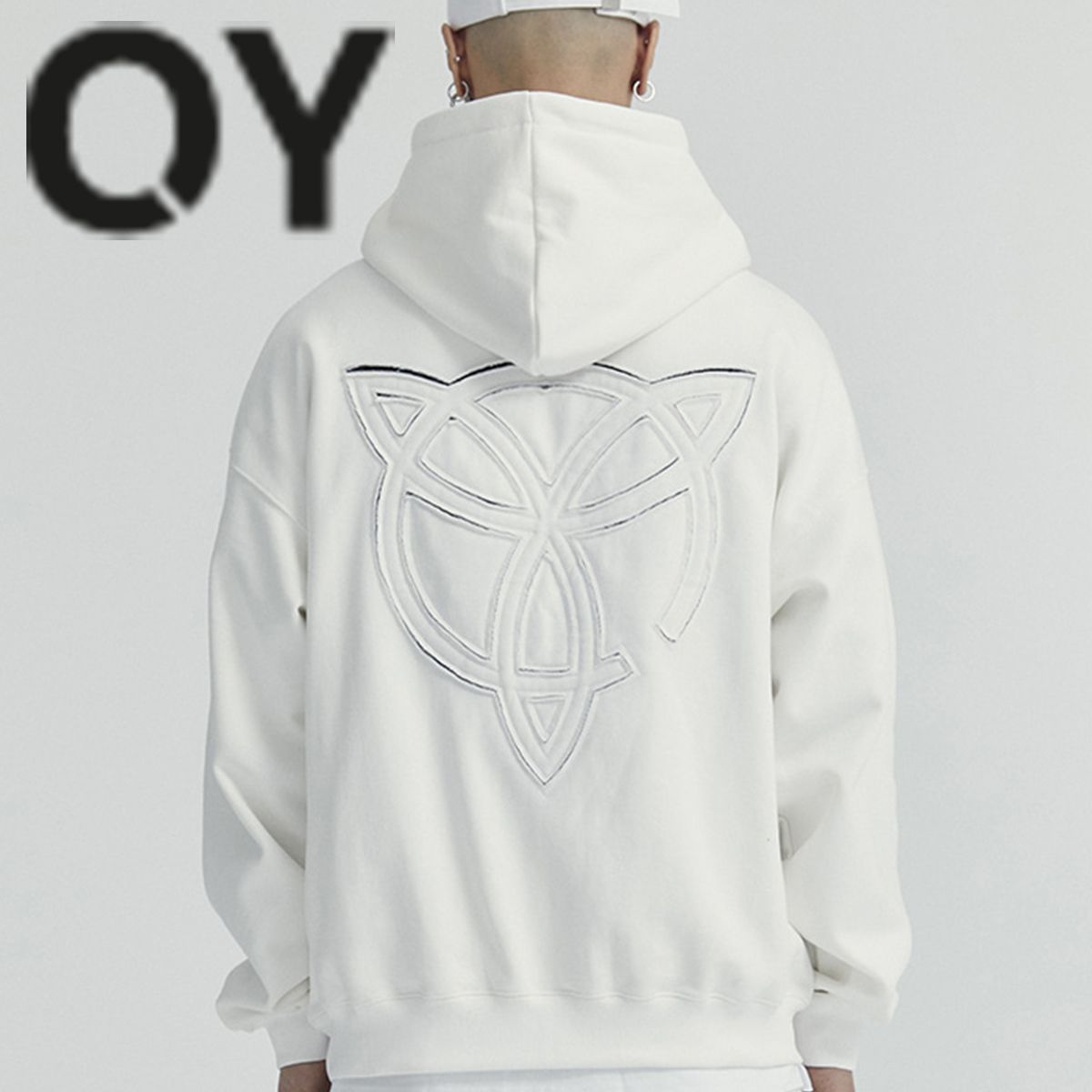 ☆OY☆LAYERED CUTTING LOGO HOODIE-WHITE☆正規品/韓国直送料込