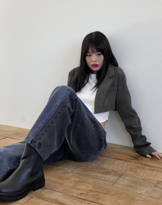【WONDER WONDER】Nitiz Color Matching Wide Denim Pants WONDER WONDER】Nitiz Color Matching Wide Denim Pants (WONDER