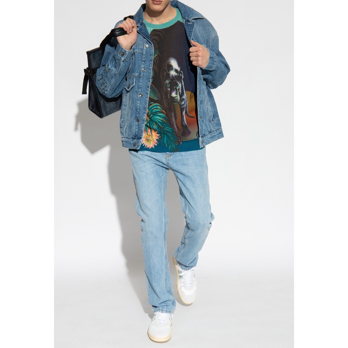 ETRO トロピカルフラワー パンサー シルク カシミヤ セーター