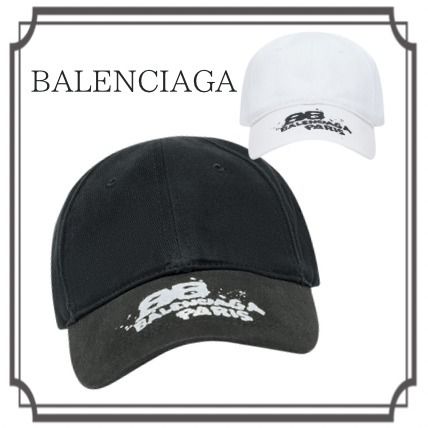 BALENCIAGA コットンドリル Hand Drawn BB Icon Cap White/Black