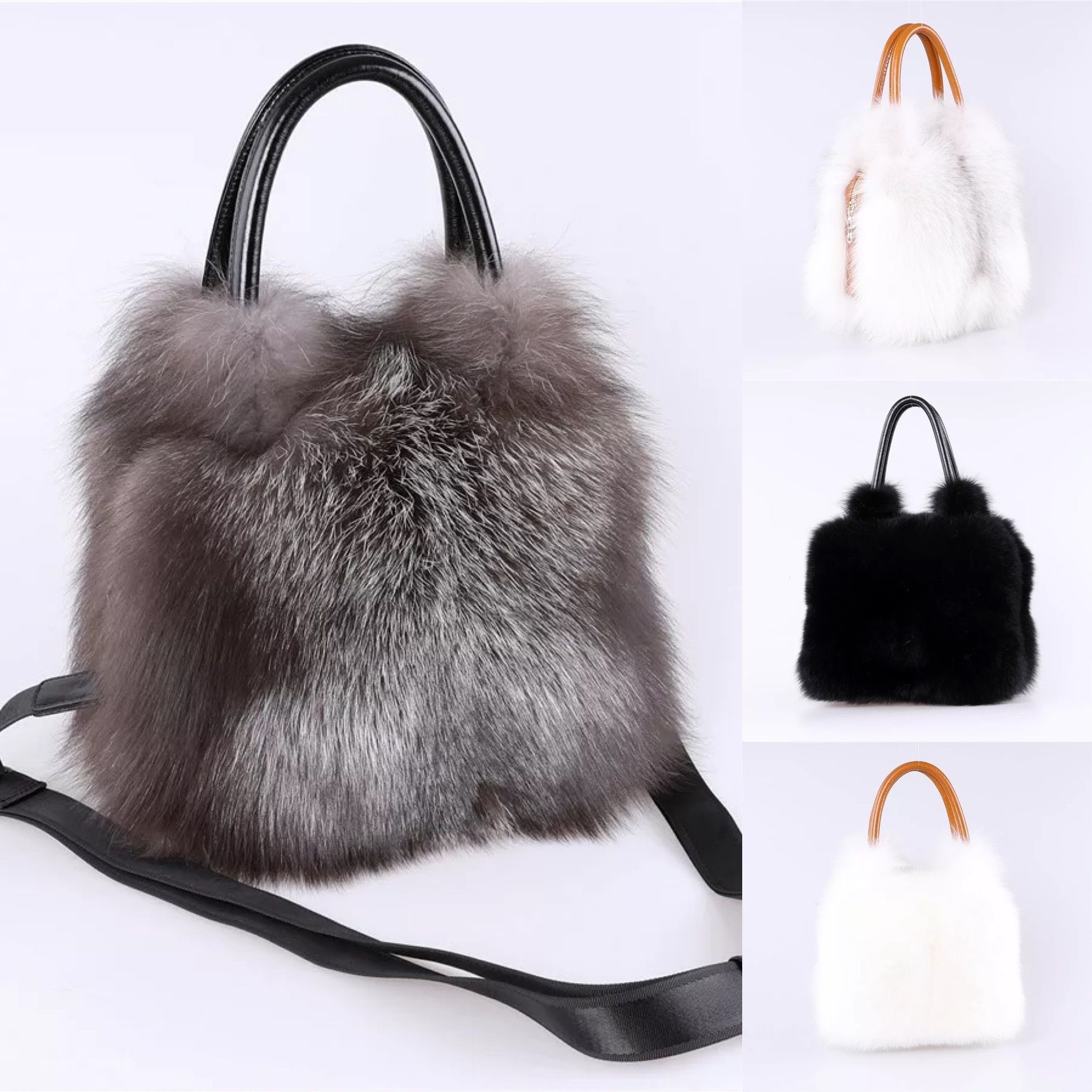 韓国デザイン フォックスファー 毛皮ハンドバッグ ショルダーBAG (ハンドバッグ) 90032798【BUYMA】
