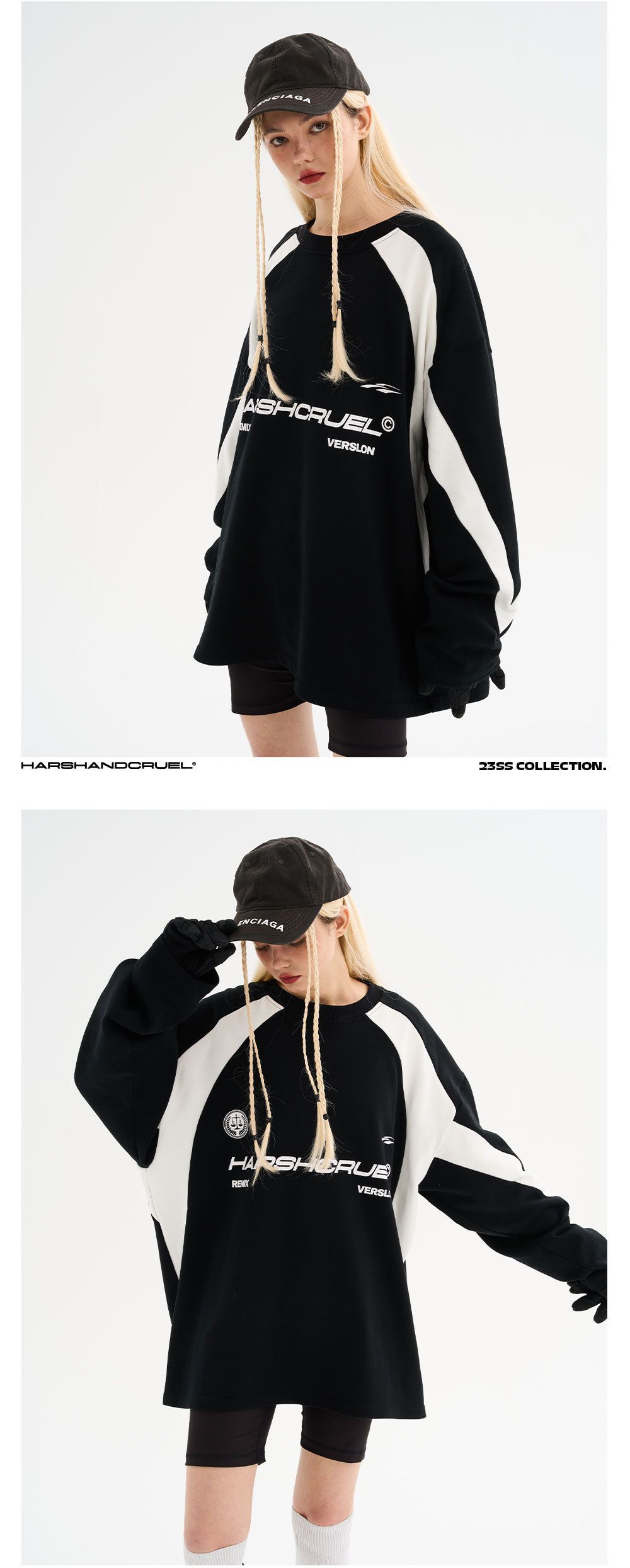 国内発/日本未入荷☆HARSH AND CRUEL☆ロゴ ルーズ ロンT☆ 国内発/日本未入荷☆HARSH AND CRUEL☆ルーズ 長袖 Tシャツ
