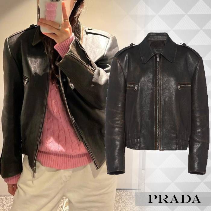 PRADA】ヴィンテージ風 レザー ジャケット (PRADA/レザージャケット