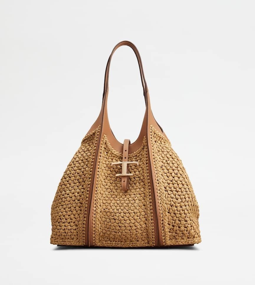 TOD'S◆ T タイムレス ラフィア Medium トートバッグ 送料関税込 ◇TOD´S◇ ラフィア&レザー Tタイムレス バッグ ミディアム