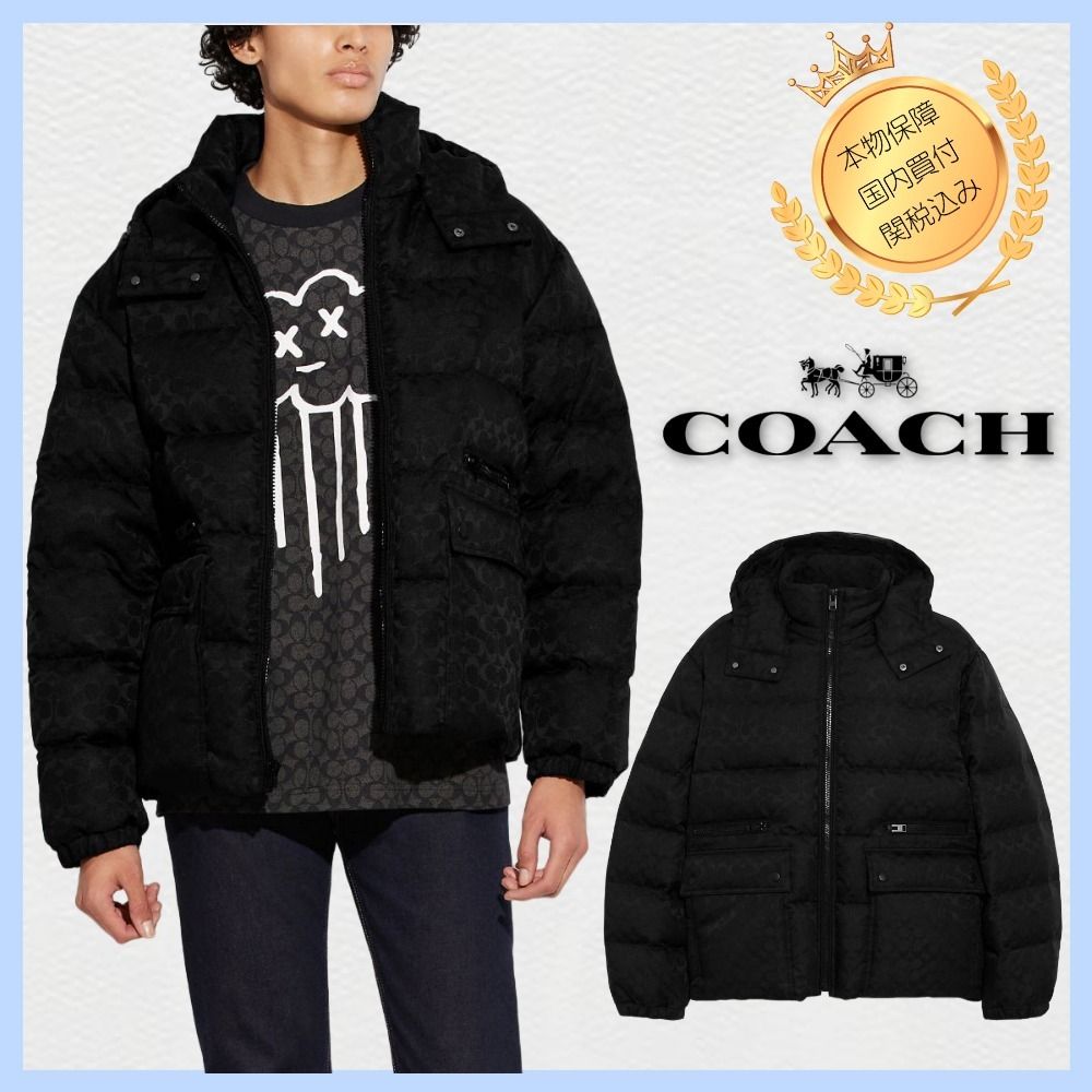 COACH シグネチャー フーデッド パッファー ジャケット-