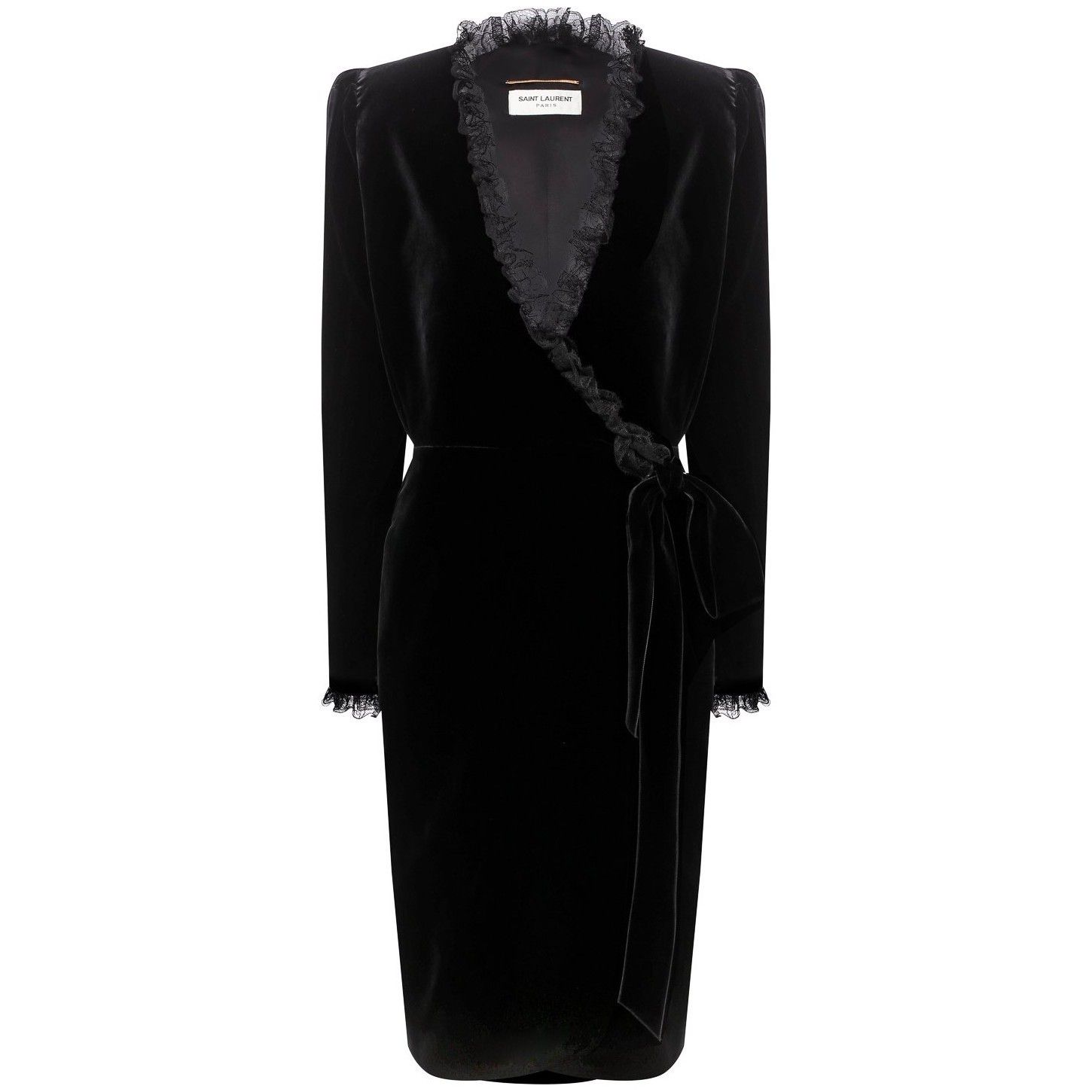 Saint Laurent ベルベット Vネック ドレス ブラック (Saint