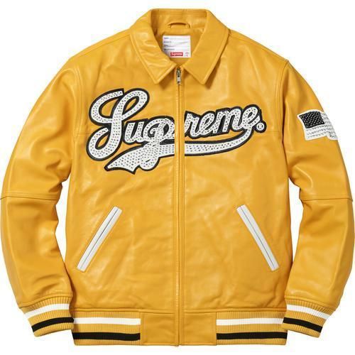 Supreme Uptown Studded Leather Varsity Jacket Red メンズ