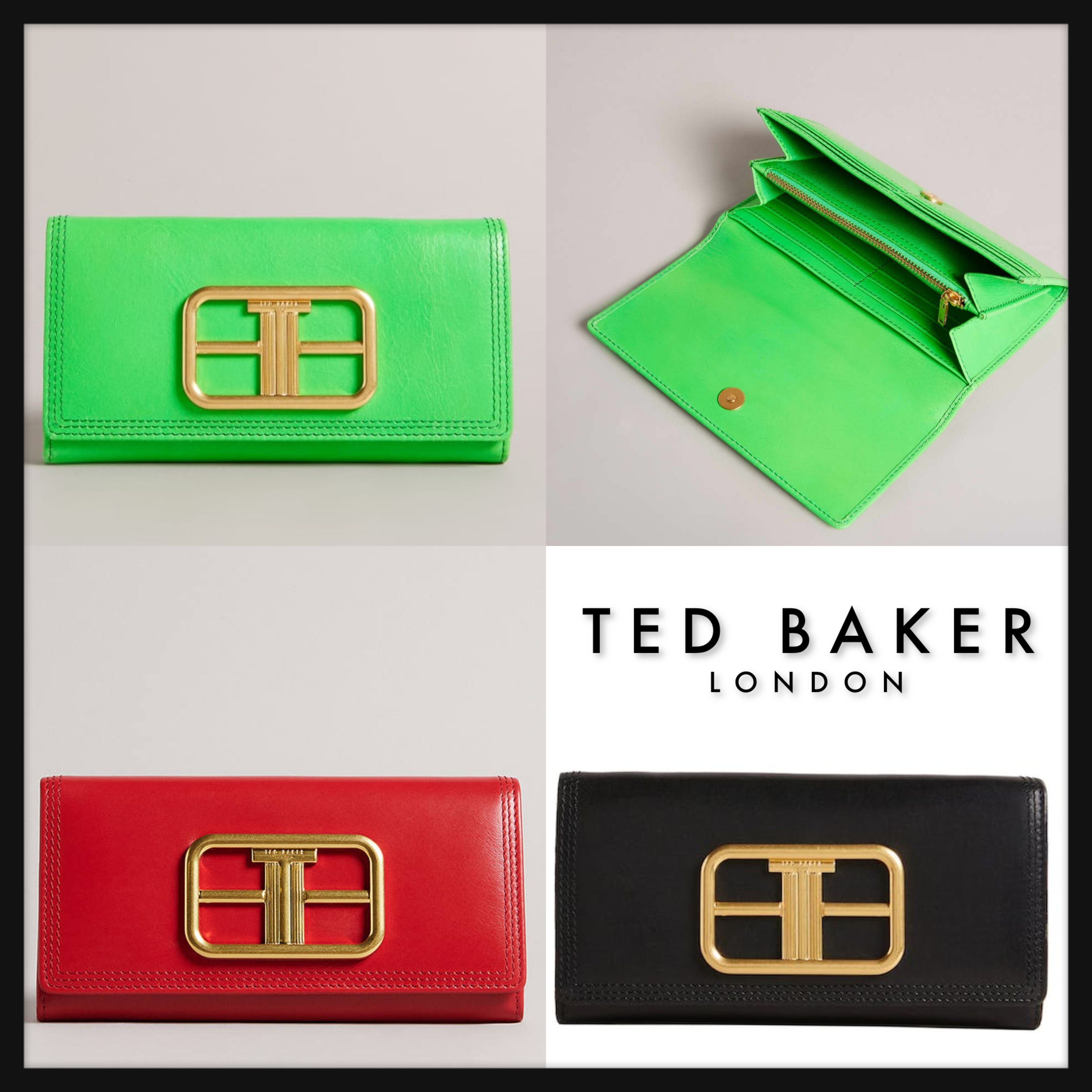 TED BAKER】UK発 Tikay Statement メタル ロゴ レザー 長財布