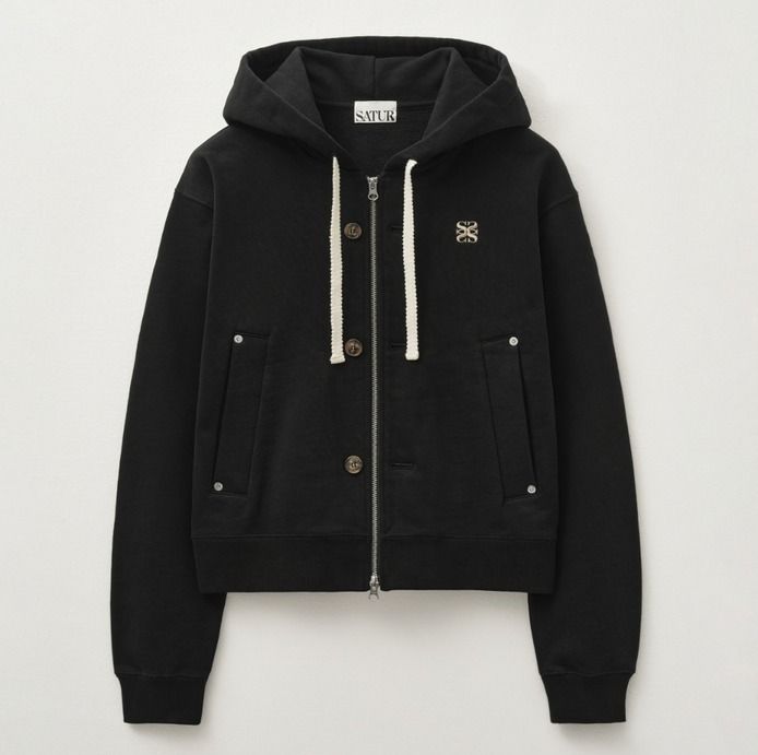[SATUR]Teo Cotton All Day フード Zip-Up★韓国ファッション★ ☆【SATUR】☆Teo Cotton All Day Hood Zip-u.p☆パーカー