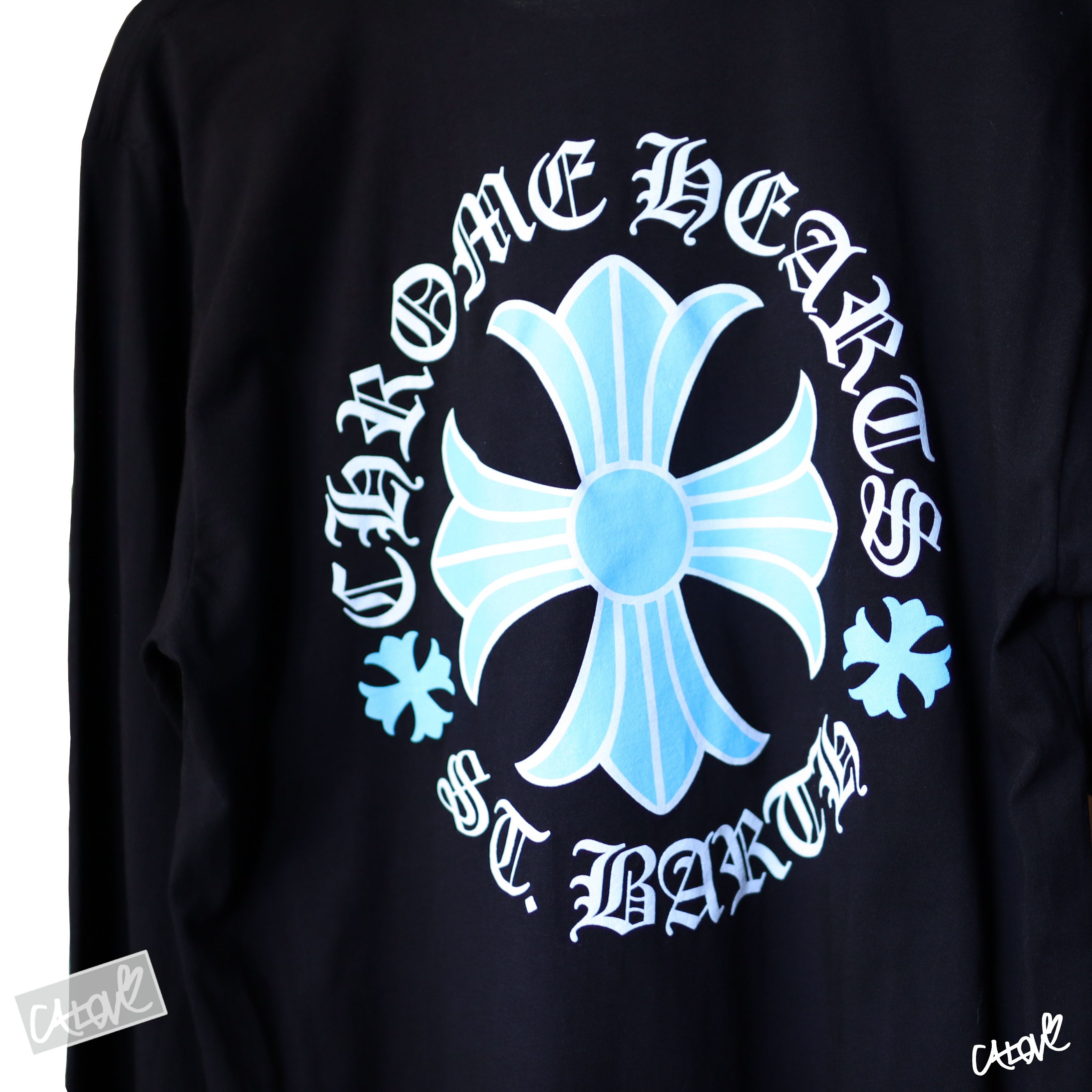 在庫少★送料無料♪【CHROME HEARTS】St.Barths限定長袖 Tシャツ ◇ST BARTH限定＋クロムハーツ＋【ブルーCH PLUS/ロンT】◇希少