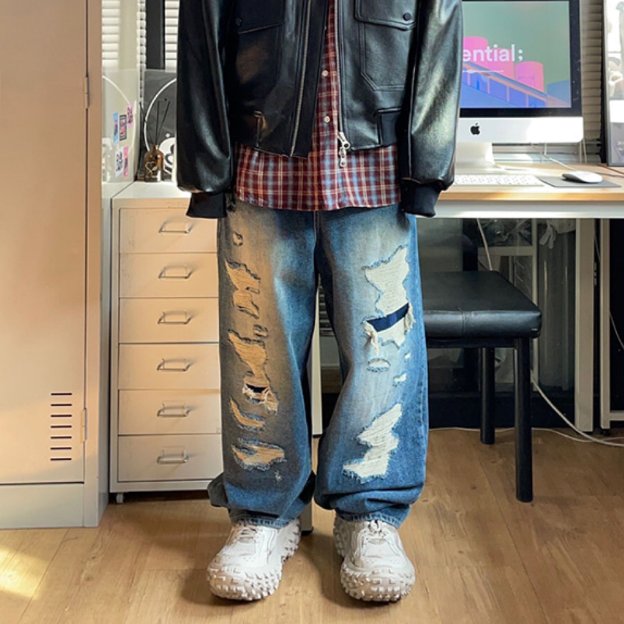 送料込] Huecloset◇destroyed denim pants (HUE/デニム