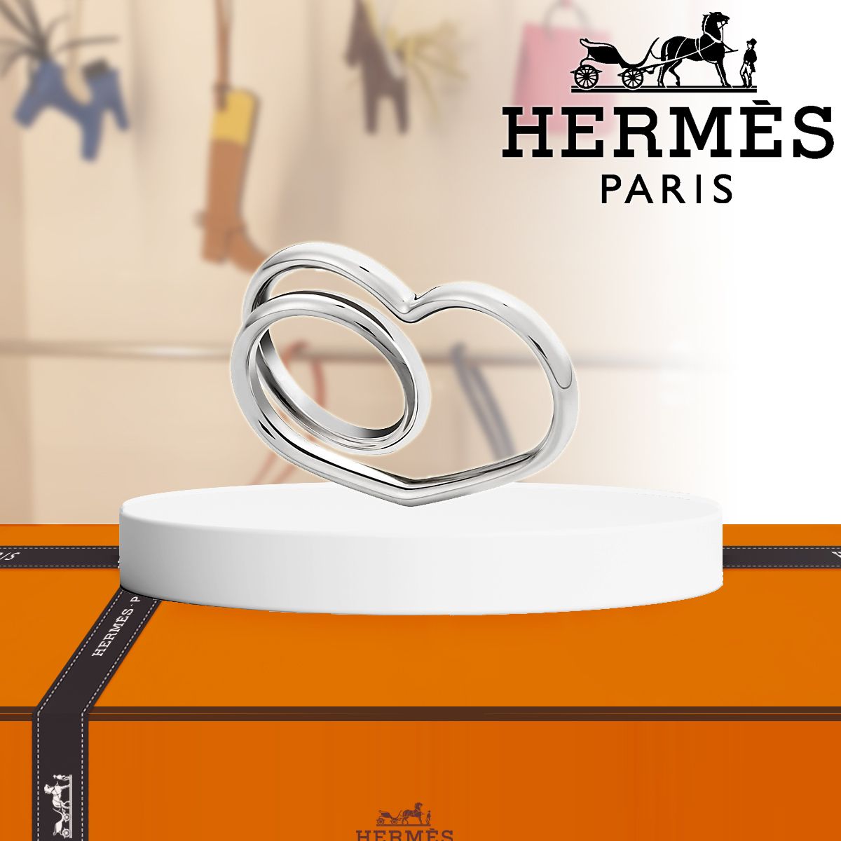 HERMES リング ヴェルティージュクール Double Vertige Coeur MM