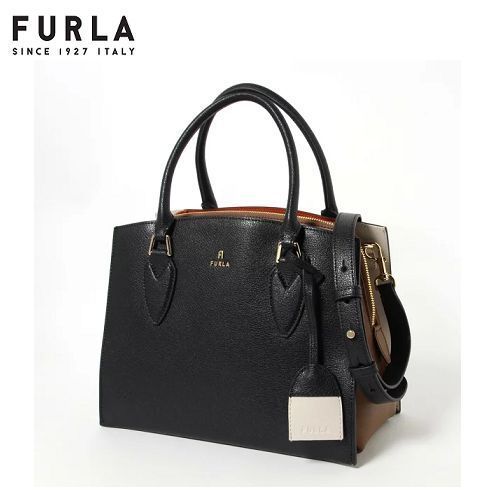 ☆FURLA☆ MAGNOLIA Tote M 2wayバッグ NERO×PRALINE×PERLA (FURLA