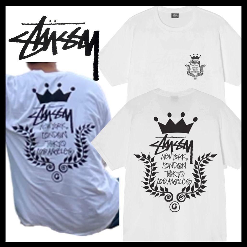☆関税込☆Stussy☆Stussy Crown Wreath T-Shirt White☆Tシャツ