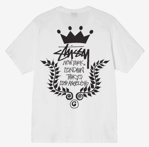 【STUSSY】★送料・関税込★キットンTシャツ ☆関税込☆Stussy☆Stussy Crown Wreath T-Shirt White☆Tシャツ