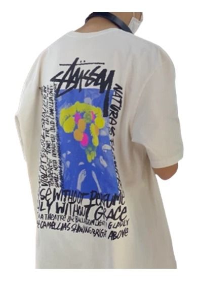 人気★【STUSSY】★Stussy Camellias Pig. Dyed T-Shirt Natural ☆関税込☆Stussy☆Stussy Camellias Pig. Dyed T-Shirt Natural