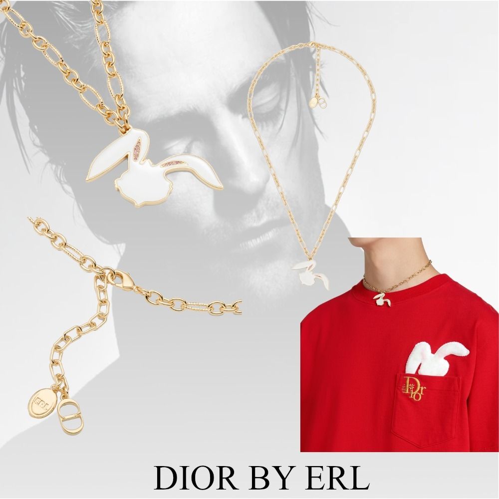 23SS【Dior】DIOR BY ERL ネックレス 真鍮 ラビットモチーフ (Dior