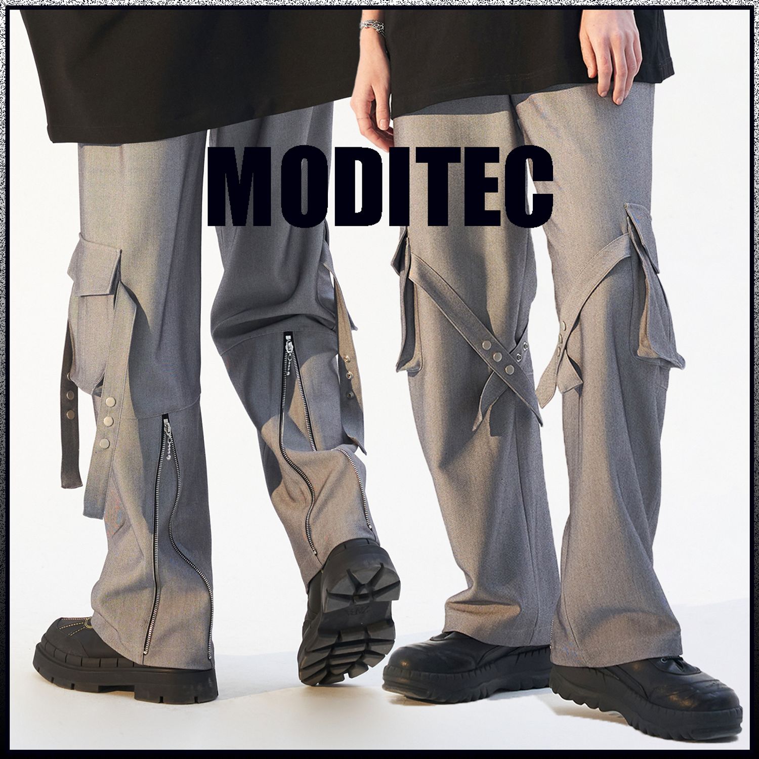 MODITEC トラック カーゴパンツ ワイド ロング ジップ 男女兼用 