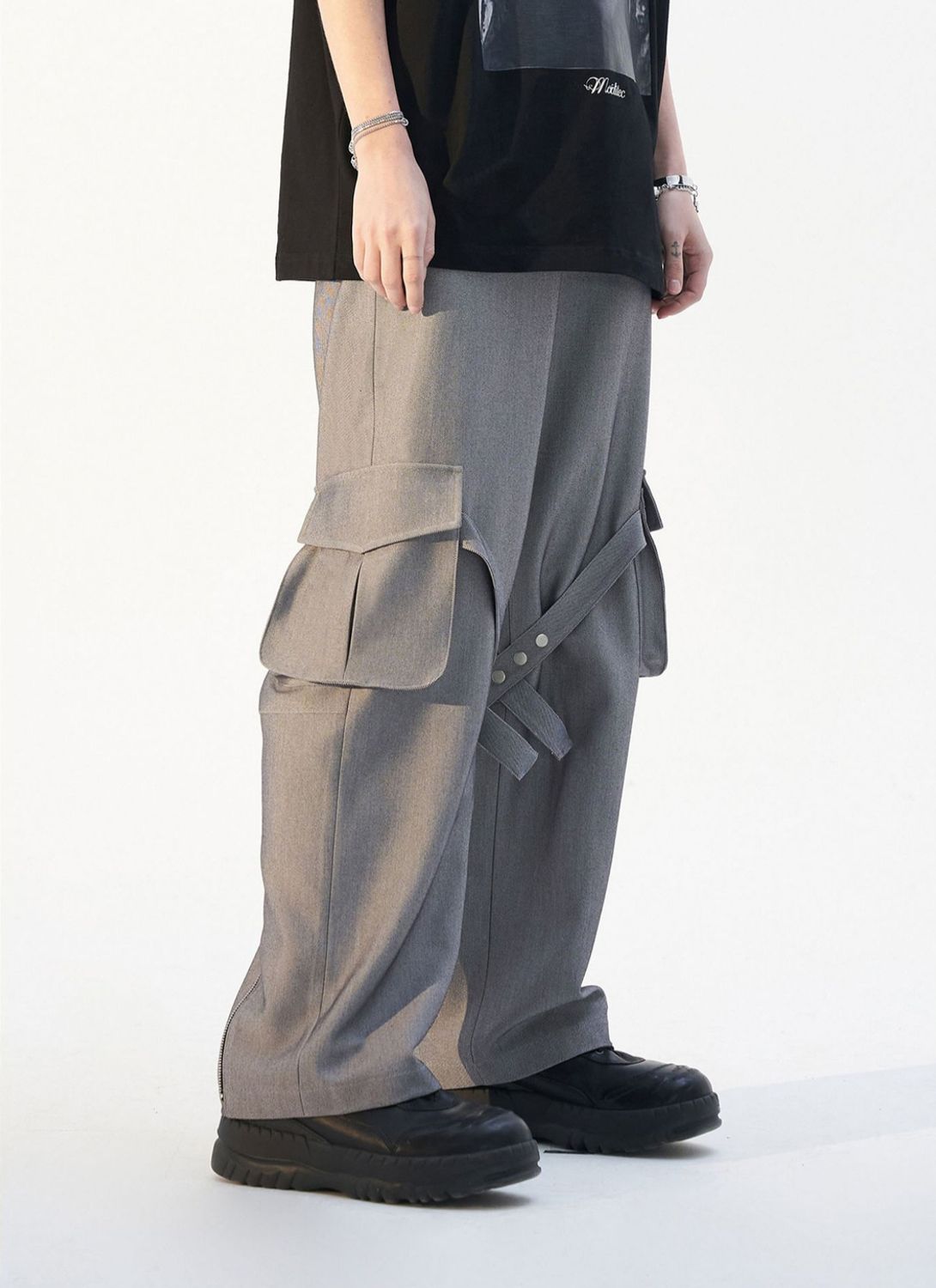 MODITEC トラック カーゴパンツ ワイド ロング ジップ 男女兼用 