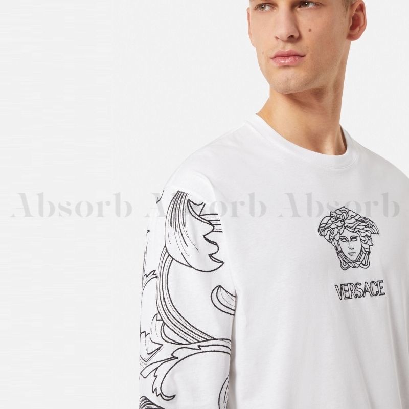 VIPSALE【VERSACE】刺繍入り メドゥーサ ミラノ Tシャツ 22AW NEW】VERSACE_men / MEDUSA 刺繍入り ロングTシャツ /2色