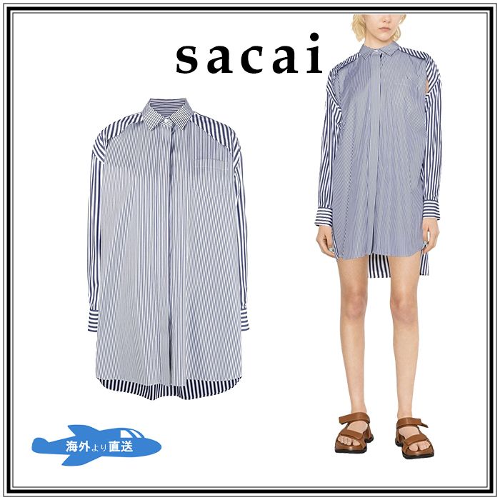 SACAI◇コットンポプリン ストライプ シャツドレス (sacai/ワンピース ...